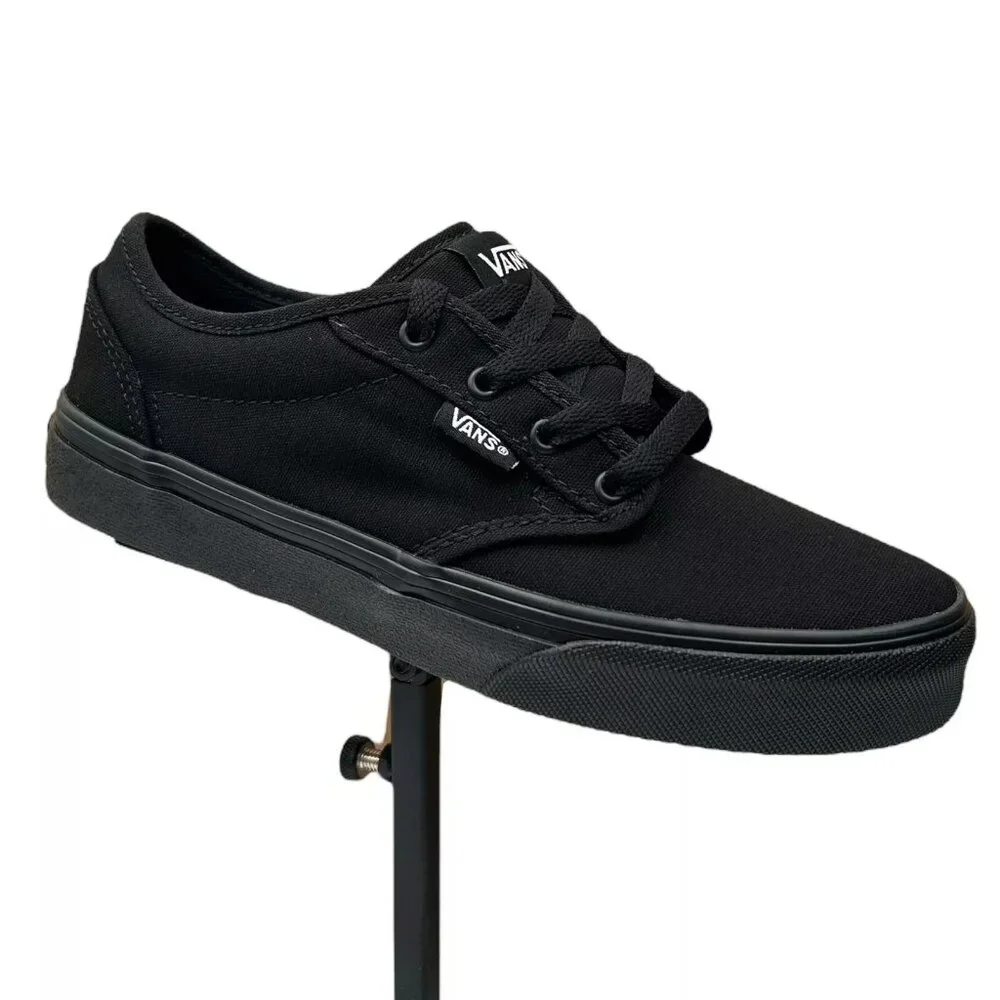 Vans Atwood Youth Boy's/Girl's‎ Canvas Shoes Size 3 Solid Black Low Top Lace up